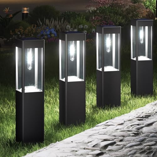 Joomer Solarlampen für Außen Garten 4 Stück Solarleuchten Aussen Weiß