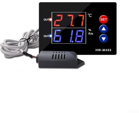 HW-M453 Contrôleur de température intelligent, thermostat hygrostat numérique LCD pour serre, incubateur de température, moniteur d'humidité (HW453-24V)