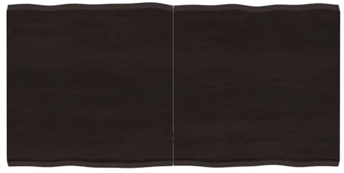 SooIarix Massivholz Tischplatte 120x60 cm, Eiche Dunkelbraun, Behandelt, Baumkante, DIY Schreibtischplatte für Zuhause und Büro