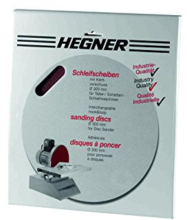 Hegner Schleifscheiben für Metall, D. 300 mm mit Klettverschluss, Korn 100 für HSM 300 / WSM 300 / HSM 300S, 3-Stück, 6410003