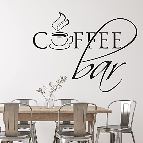 GRAZDesign Wandtattoo Kaffee Coffee Bar mit Tasse | Wandaufkleber Küche selbstklebend - 39x30cm / 070 schwarz