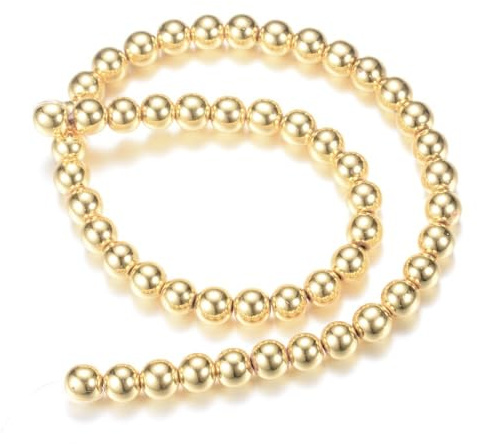 Golden Hematite (Non Magnetic) Beads Plain Round 8mm Strand of 45+
