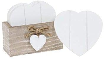 Joe Davies Provence Lot de 6 dessous de verres de qualité Sous bocks décoratifs de style shabby chic Accessoires neufs et livrés dans une boîte, Blanc