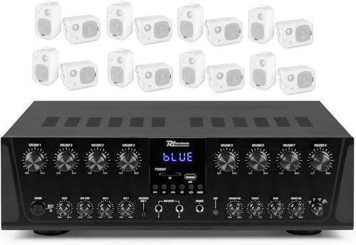 IMPIANTO AUDIO FILODIFFUSIONE 8 ZONE AMPLIFICATORE CON BLUETOOTH+CASSE AUDIO (ALTOPARLANTI NERI)
