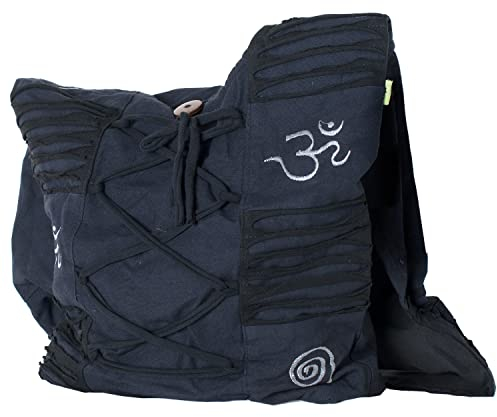Vishes Damen Yogitasche Stonewash Tragetasche Umhängetasche Damentasche Beuteltasche Baumwolle schwarz