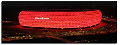 FCB Arena Leinwandbild 120x40cm Fußball Fan Geschenkidee. Wandbild auf Keilrahmen. Handgefertig! Qualität aus Deutschland