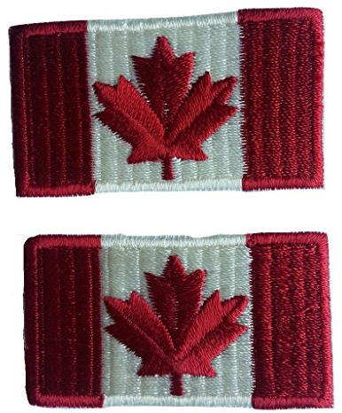 Fahnen Flagge Aufnäher Patches für Jacken Jeans Kleidung Bügelbilder Flicken Stoff Patch Kleider Aufnäher Patches Aufnäher zum Aufbügeln „ 2 er Set Kanada jeweils 4,5 x 2,5 cm „