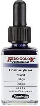 Schmincke - AERO COLOR® Professional, Indigo, 28 ml, 28 100 023, feinst-flüssige, farbstarke Acrylfarbe für Acrylmalerei, Airbrush, Mixed Media