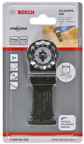 Bosch Professional 5x Lames plongeante BIM AIZ 32 BSPB (pour bois durs, 50 x 32 mm, Accessoire Outil multifonction), Black