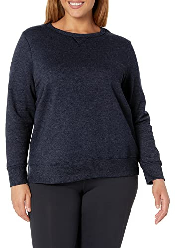 JUST MY SIZE womens Plus-size Ecosmart Sweatshirt With V-notch athletic sweaters, Navy Heather, 24 US