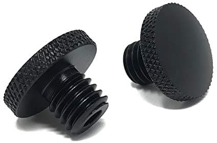 Bouchon a Vis pour Trou de Rétroviseurs De Moto en Aluminium Noir | 10mm: Filetage Normal | Par 2