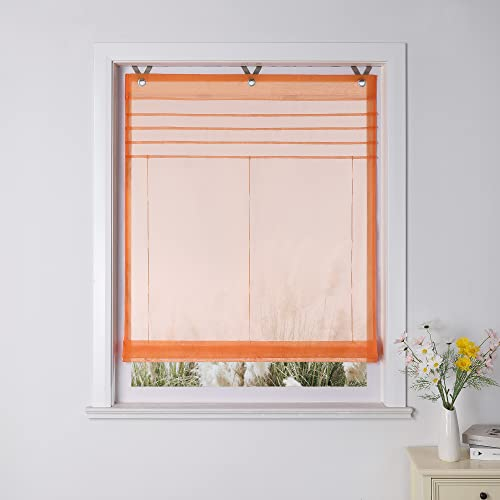 Yujiao Mao Uni Raffrollo Ösenrollo Kessy Biese transparent Voile Rollos 1er-Pack B*H 80 * 140cm Orange