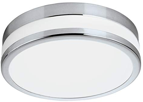 EGLO Badezimmer-Deckenlampe LED Parlermo, Deckenleuchte aus Metall in Chrom und Glas in Weiß, Ø 29,5 cm, IP44