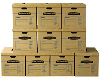 BANKERS BOX SmoothMove Classic Umzugskartons, klebefreie Montage, einfache Tragegriffe, groß, 53,3 x 43,2 x 43,2 cm, 10 Stück