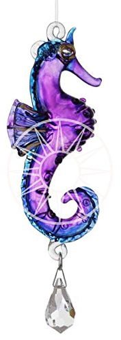 Handmade Fantasy Glass Seahorse Crystal Suncatcher Gift Purple