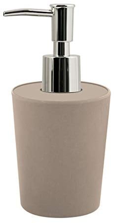 Spirella Distributeur de Savon „Takeo“ – avec doseur Couleur Acier INOX – Distributeur de Lotion – 400 ML - Eco Friendly Fibres Naturelles Bambou – Taupe