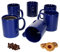 Van Well Set de 6 tasses à café cylindriques Grande tasse en porcelaine Différentes couleurs Set de tasses facile d'entretien Passe au lave-vaisselle et au micro-ondes 6 tasses bleues (375 ml)