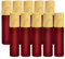 Enenes Ätherische Öle Roller Flaschen 10 Stück 10ml Anti-UV Roller Schwarzglasflaschen mit Holzdeckel & Edelstahl-Roller Ball Ätherische Öle(Rot)