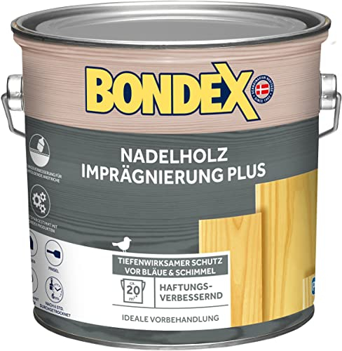 Bondex Nadelholz Imprägnierung Plus Farblos 2,5 L für 15 m² | Tiefenwirksamer Schutz vor Bläue und Fäulnis | Ideale Vorbehandlung | Haftverbesserung für nachfolgende Anstriche | Matt | Nadelholz | Holzimprägnierung