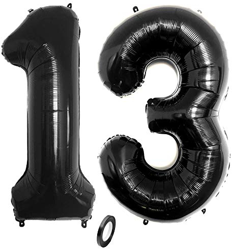 Jurxy Geburtstag Folienballon Helium Folie Luftballons Schwarz Anzahl Luftballons Zahl für Geburtstag Jubiläum 40 Zoll - Schwarz 13