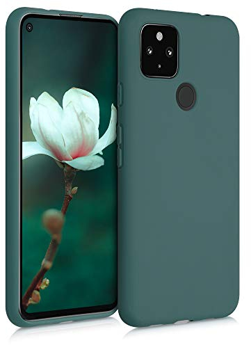 kwmobile Hülle kompatibel mit Google Pixel 4a 5G Hülle - weiches TPU Silikon Case - Cover geeignet für kabelloses Laden - Blaugrün