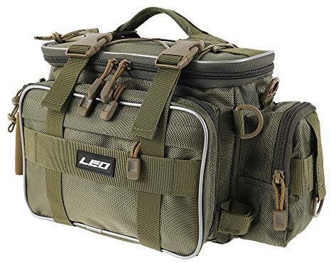 Waterproof Fishing Bags Fishing Tackle Storage Bag 1000D Oxford Cloth Large Capacity, Multi-Pockets Accessories Case Holdall with Adjustable Straps Fish Bag for Outdoor Carp Sea Fly Fishing (Green)