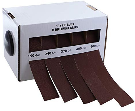 ZOYOSI Lot de 5 rouleaux de papier de verre à dessin 25 mm x 6 m assortis pour tourneurs à bois, réparation de meubles, menuisiers, métallurgies, travaux de carrosserie automobile