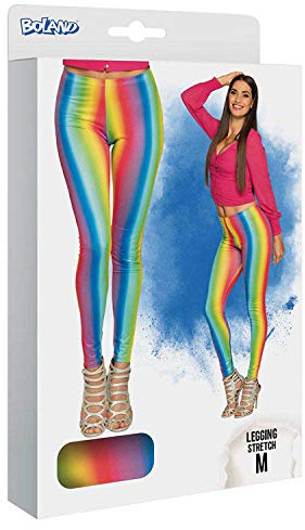 Boland - Leggings Regenbogen, für Damen, stretch, mehrfarbige Streifen, figurbetont, Clown, Flower-Power, Kostüm, Karneval, Mottoparty