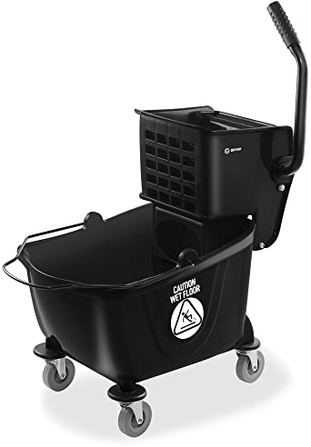 Dryser Mop-Eimer Wassereimer mit seitlichem Press-Auswringer, 26 Quart, Schwarz