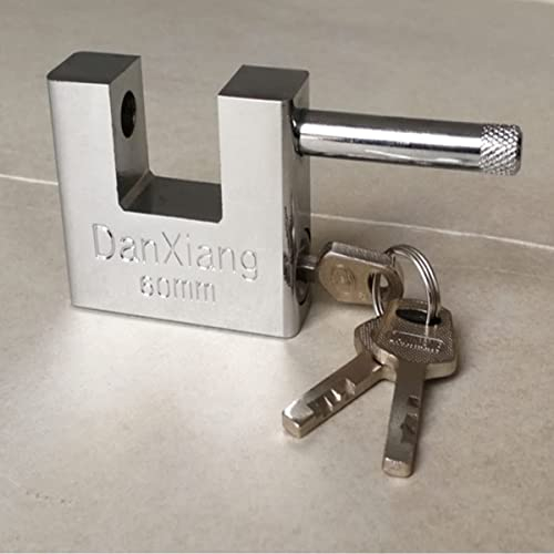 D-förmiges, robustes Sicherheits-Vorhängeschloss mit 3 Schlüsseln, gehärtetes massives Stahl, Monoblock-Schloss, 8 mm dicker Bügel für Garagen, Container, Schließfächer, Tore und Lagerschutzschlösser