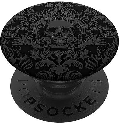 Black Skull Bones Head Skeleton Bone Goth Gothic Pattern PopSockets Adhesive PopGrip