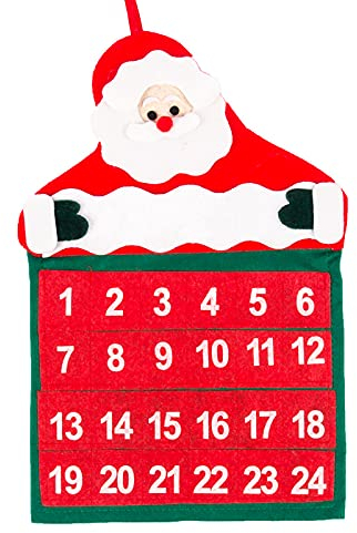 Yajun Hängenden Weihnachts Adventskalender Filz Familie Countdown Stoffsäckchen Dekorationen mit Taschen Ornamenten 2 Stück