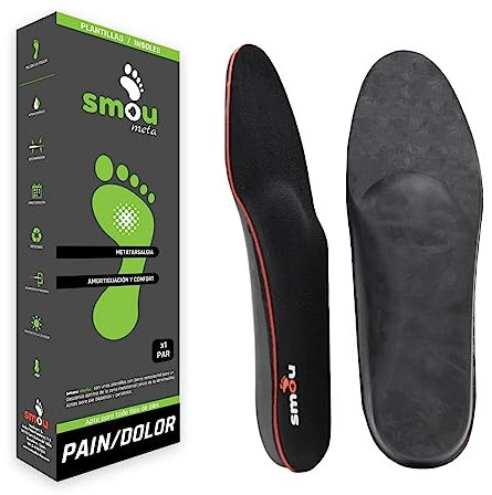 SMOU META Plantillas Metatarsalgia | Alivian el Dolor de Almohadilla Metatarso | Descarga con Barra Metatarsal o Apoyo Retrocapital | Plantillas Gel y Memory Foam Gran Amortiguación (45-46 EU)