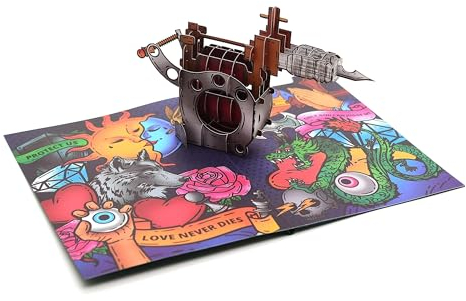 Tattoo Fans 3D Pop-Up Karte Ausgefallenes Gutschein-Geld-Geschenk für ein Tattoo, Geburtstag, Jahrestag