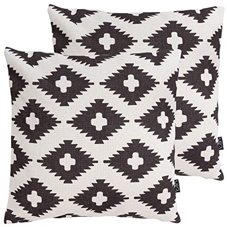 Icon Kissen, 2er Pack, Boho Kollektion, Drinnen und Draußen Stoff, Boho Geo Muster, 43cm x 43cm, Wasserabweisendes Kissen, Lounge, Terrasse, Garten, Gartenmöbel