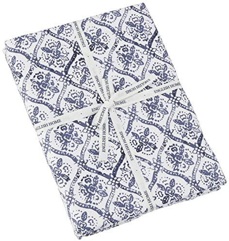 ENGLISH HOME Bettüberwurf aus Baumwolle, Atmungsaktiv, Gesteppt, Tagesdecke, Leichte Überwürfe, Tagesdecke für Bett, Couch, Sofa, Gem Roses 200x220 cm, Weiß Marineblau