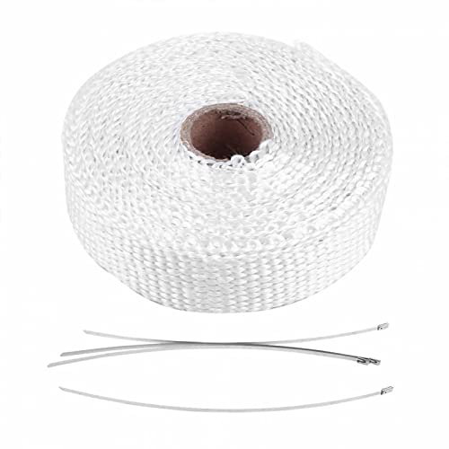 Auspuff-Wärmeband, Auspuffrohr-Isolierband, 5 M Auto-Isolierband, Auspuff-Wärmeband mit 4 Edelstahl-Kabelbindern(Weiß)