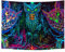 Roninkier Fluoreszenz-UV Tapisserie Psychedelic Wandbehang - Schwarzlicht Eule Wandteppich Aesthetic Sternenhimmel Wandtuch Hippie Boho für Schlafzimmer Wohnzimmer Dekoration,230x180cm