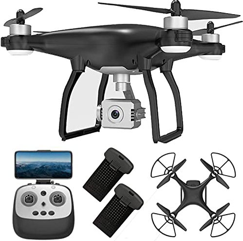 HODAGES Drone con cámara 4k para Adultos Gimbal de 3 Ejes Drone Plegable con 5GHz FPV Live Video RC Quadcopter con Retorno automático a casa Sígueme Cámaras duales Modo sin Cabeza 2 Baterías y estuc