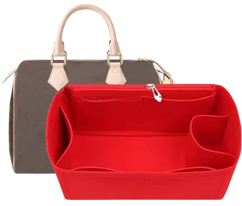 Lckaey Geldbörseneinsätze für Speedy 30 Organizer, Monogramm-Tasche, Handtaschenschutz, Tragetasche und Handtaschen-Organizer-Einsatz, 1083red-L