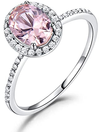 CHABER Créé Ovale Rose Saphir Anneaux Réel 925 Bagues De Mariage en Argent Sterling pour Les Femmes Cocktail Fine Jewelry