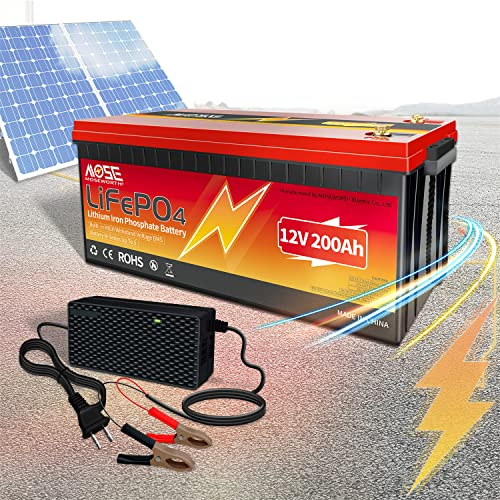 Lifepo4 200ah 12v Akku, In Reihe 200A BMS-Schutz, 2560wh Lithium Batterie, Ersetzt AGM oder Gel Aufbaubatterie für Wohnmobil, Boot, Camping oder Solaranlage