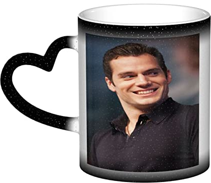 YINGD Henry Tasse Cavill Custom Coffee Magic Mugs – wärmeempfindliche, personalisierte Farbwechselbecher – 340 ml schwarz