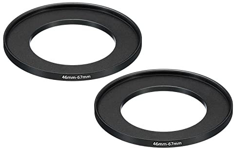 PATIKIL 46mm-67mm Metal Step Up Ring, 2 Pack Camera Lens Filter Adapter Ring Aluminum Filter Adapter Ring for Camera Lenses Hood, Black