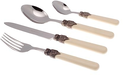 Rivadossi Sandro 1616S12 Set di Posate per 4 Persone, 16 Pezzi-Classic-100% Made in Italy, Artigianalità e Design, Acciaio Inox 18/10, Avorio