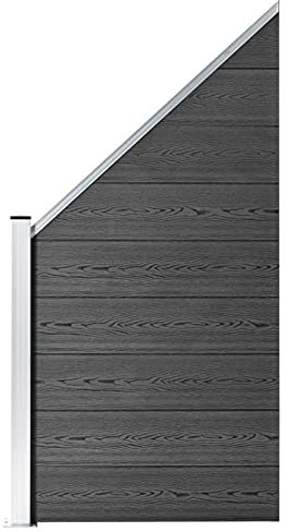 Homgoday Panel de valla de WPC 95 x (105 – 180) cm, negro, puerta para valla de exterior para patio, puerta de jardín