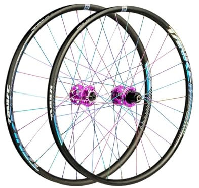 MTB-Laufradsatz 29 Zoll Alu-Legierung 2-lagige Felge Scheibenbremse MTB-Schnellspanner-Laufradsatz 28 Löcher Vorne 2 Hinten 4 Lagernaben Passend Für 7–12S Kassettenfahrrad-Laufradsatz ( Color : Purple
