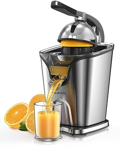 Healnitor 150W Electric Citrus Juicer Squeezer with 2 Cones, Stainless Steel Quiet Orange Juice Extractor Machines for Lime Grapefruit Lemon, Detachable DesignQ