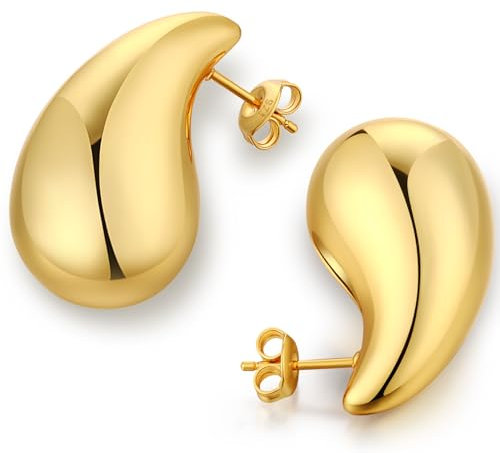 Ohrringe Gold Hängend Tropfen Ohrringe Gold für Damen Frauen Ohrhänger Vergoldet Teardrop Earrings