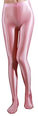 IQYU Leggings lucidi da donna, laccati, leggings, da donna, rosso lucido, metallizzato, rosa, da ballo, leggings elasticizzati, per feste, danza, discoteca, carnevale, balletto, danza, Colore: rosa.,